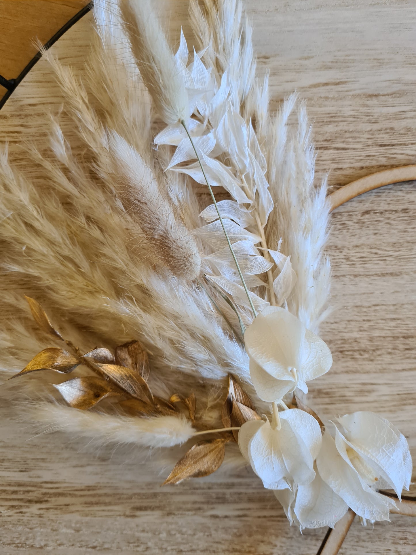 Nude 5.5 inch Pampas Grass Cake Topper wreath hoop