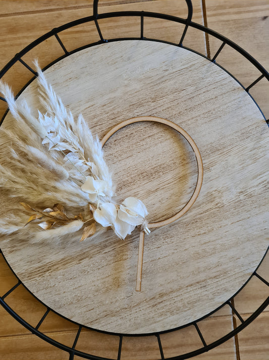Nude 5.5 inch Pampas Grass Cake Topper wreath hoop