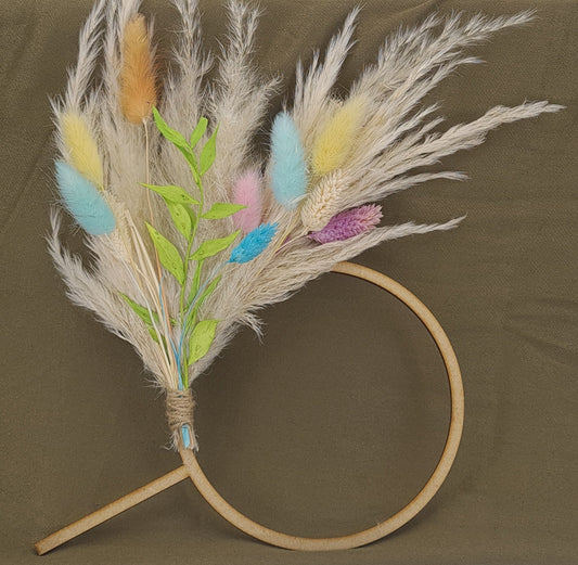 Pastels Pampas cake topper wreath