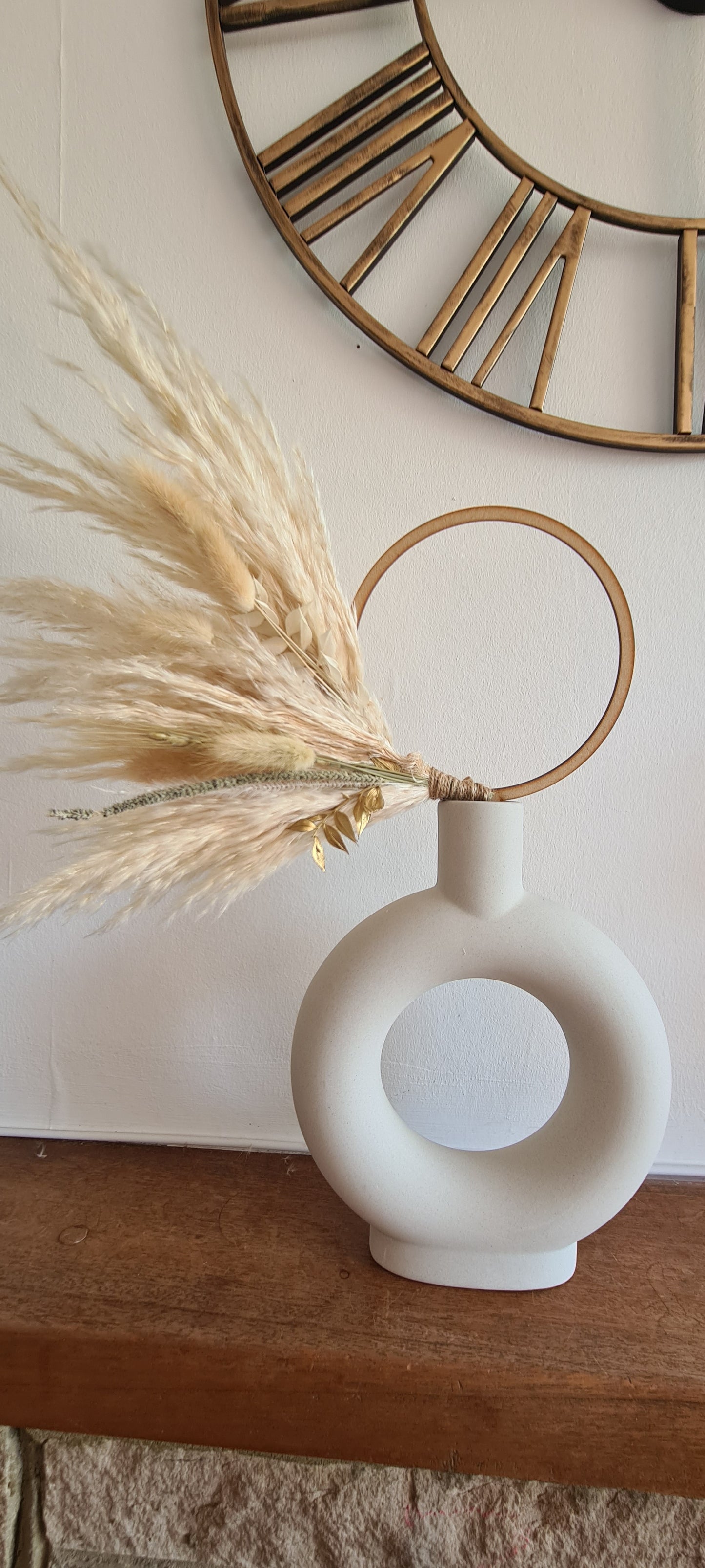 Nude 5.5 inch Pampas Grass Cake Topper wreath hoop