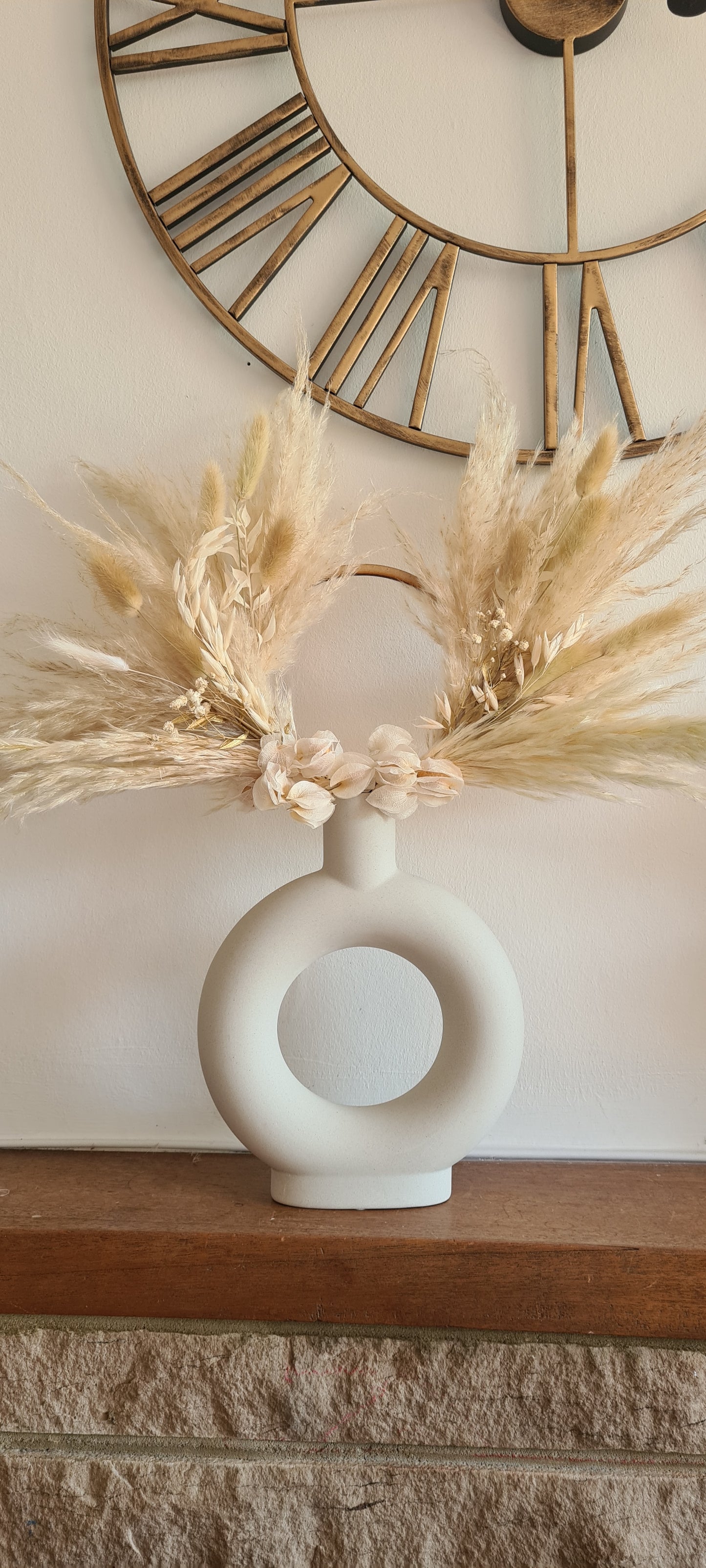 Nude 5.5 inch Pampas Grass Cake Topper wreath hoop