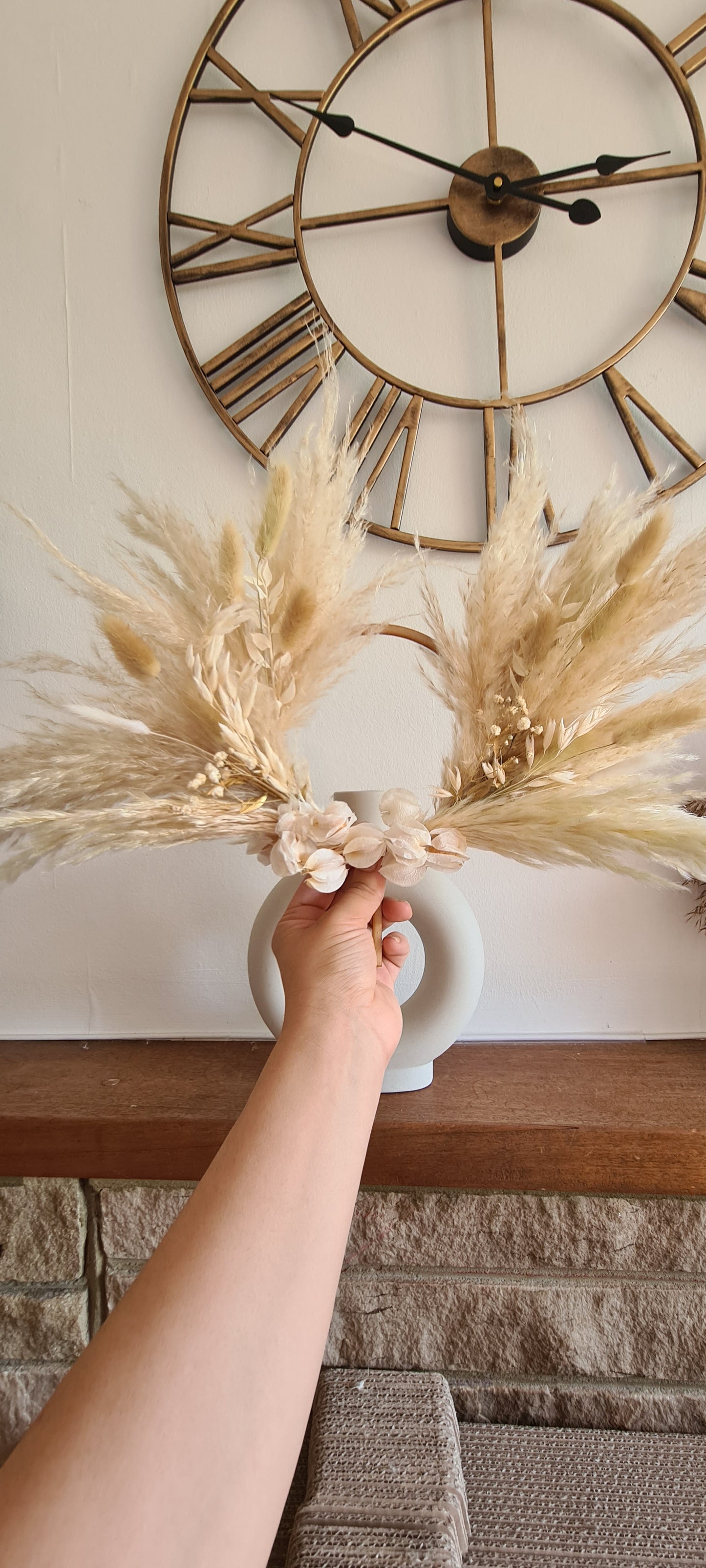 Nude 5.5 inch Pampas Grass Cake Topper wreath hoop
