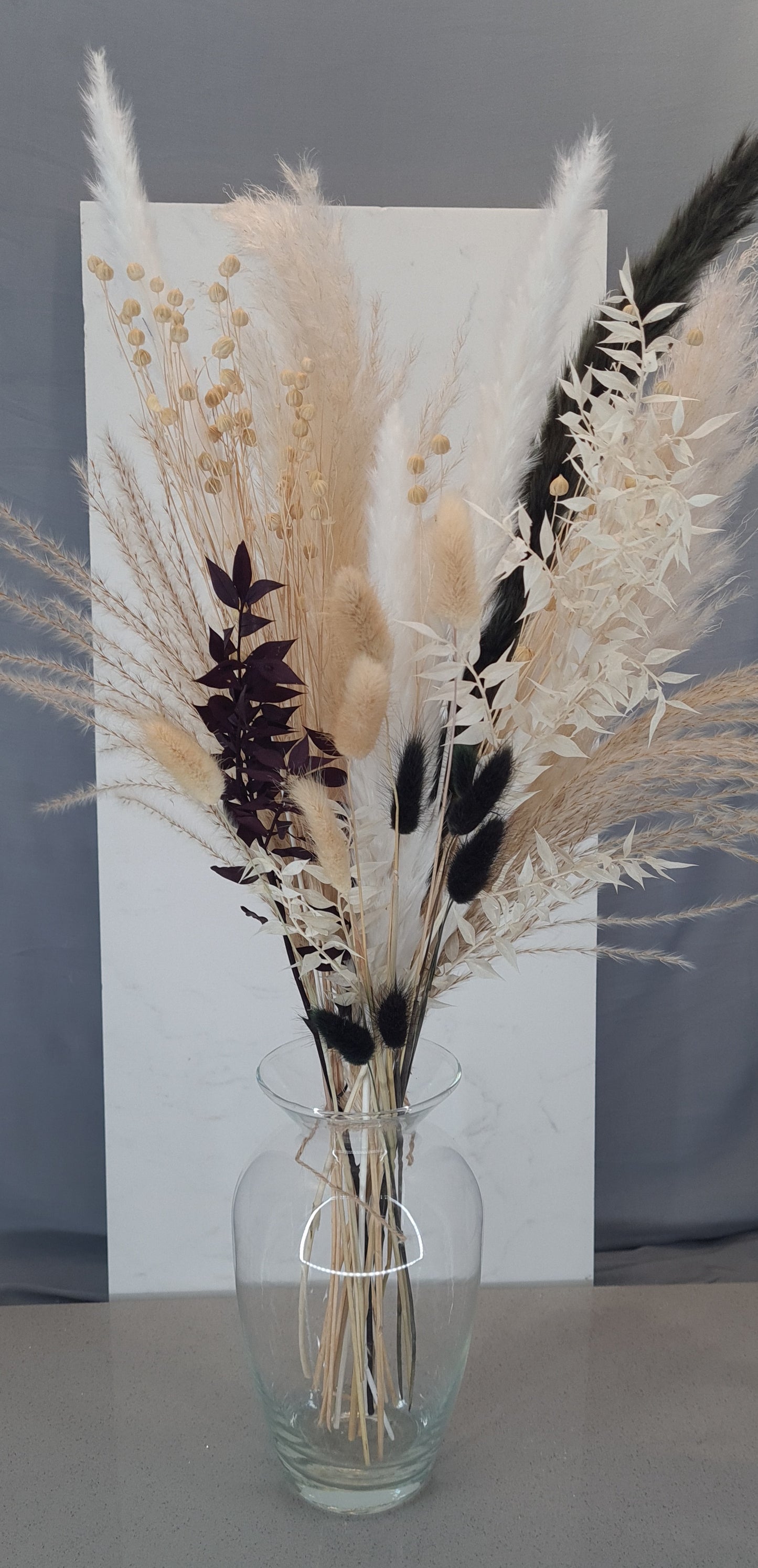 Luxury Large Monochrome Pampas Grass Bouquet with Black Bunnytails