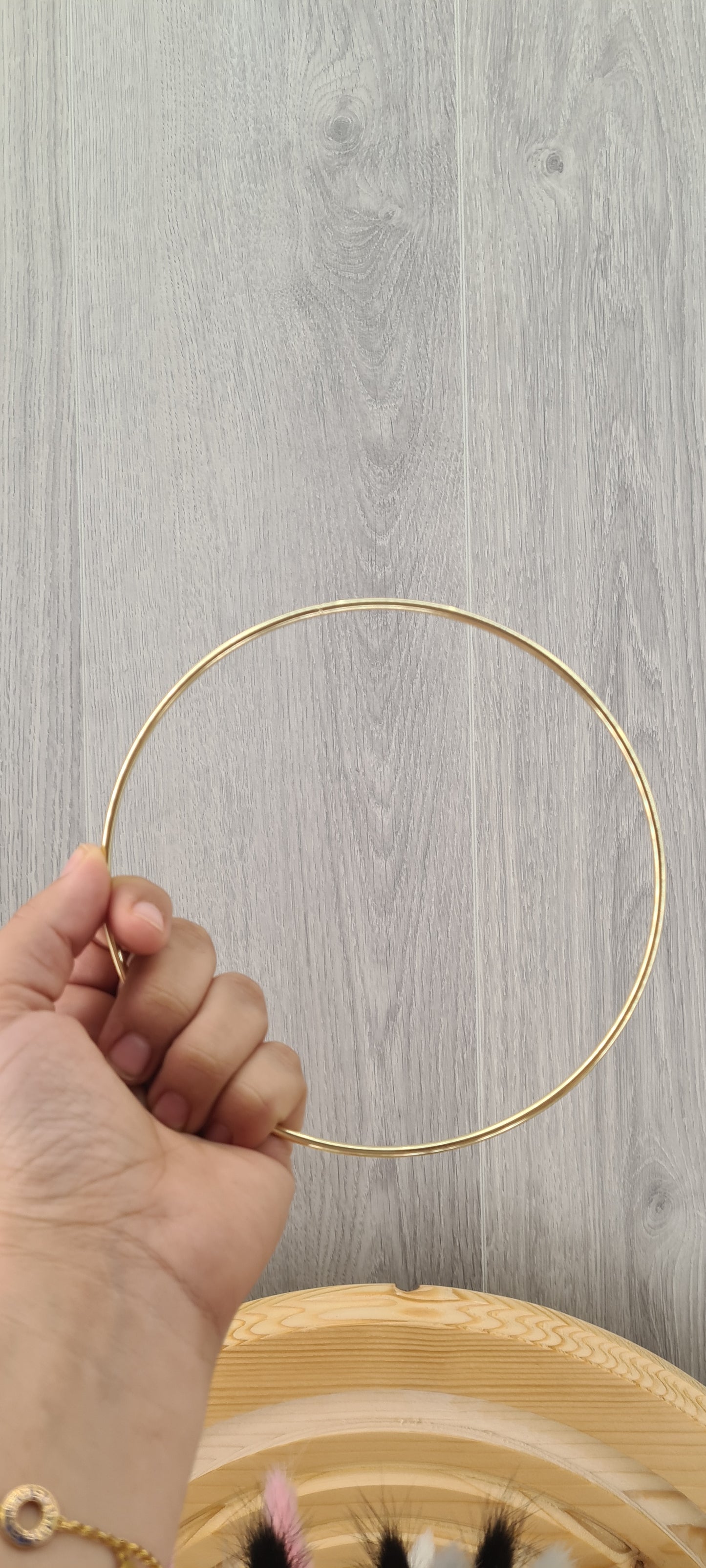 Nude 5.5 inch Pampas Grass Cake Topper wreath hoop