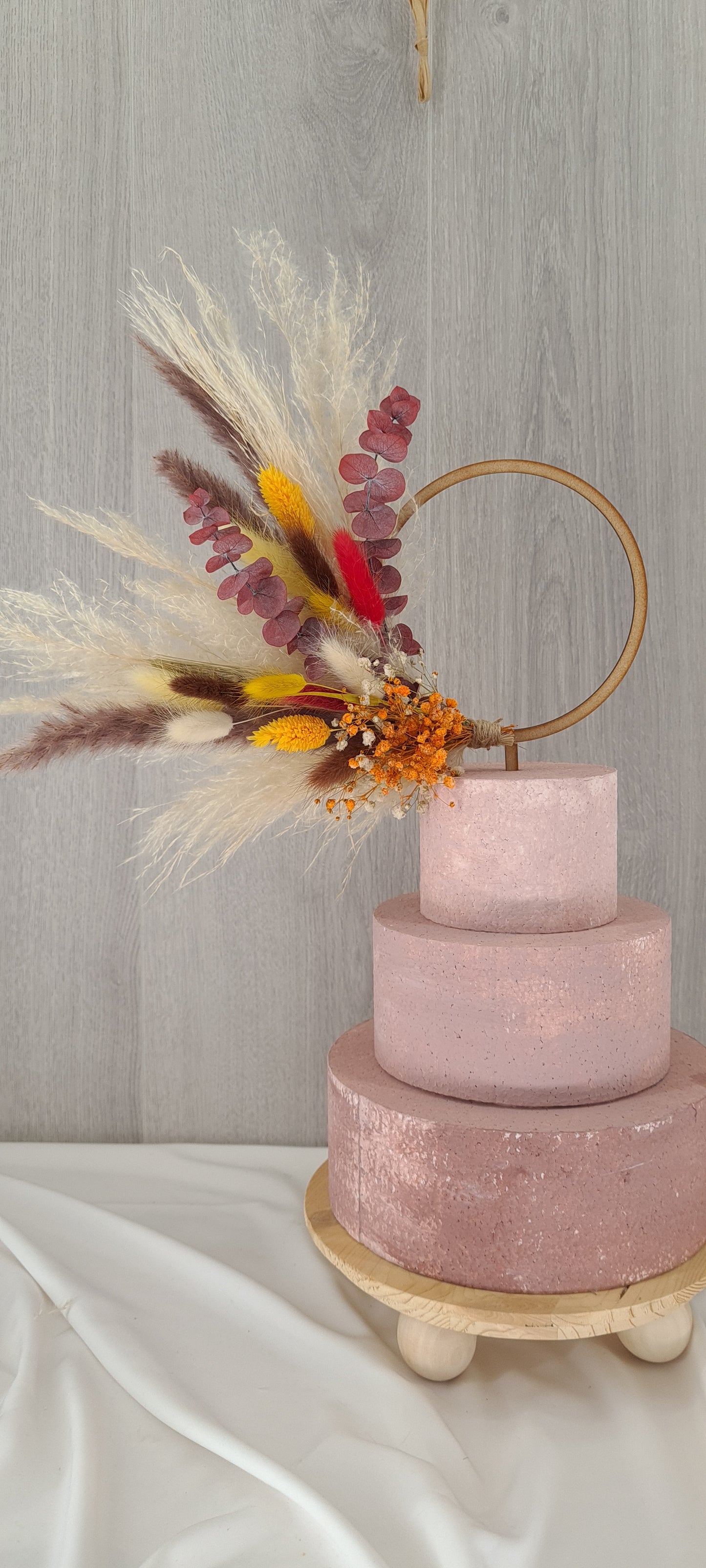 Pumpkin Pampas cake topper wreath