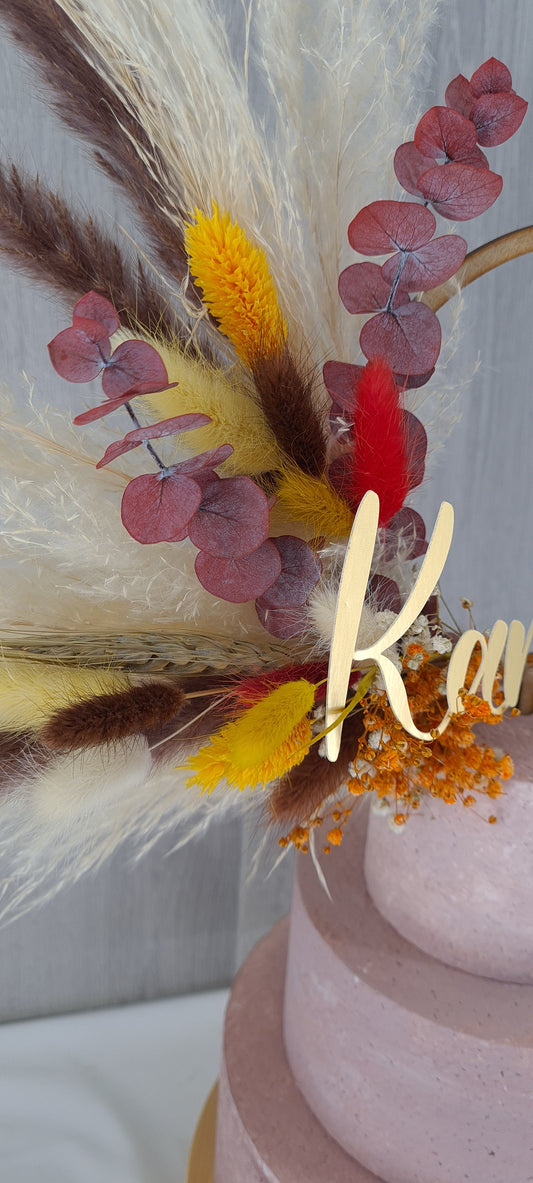 Pumpkin Pampas cake topper wreath