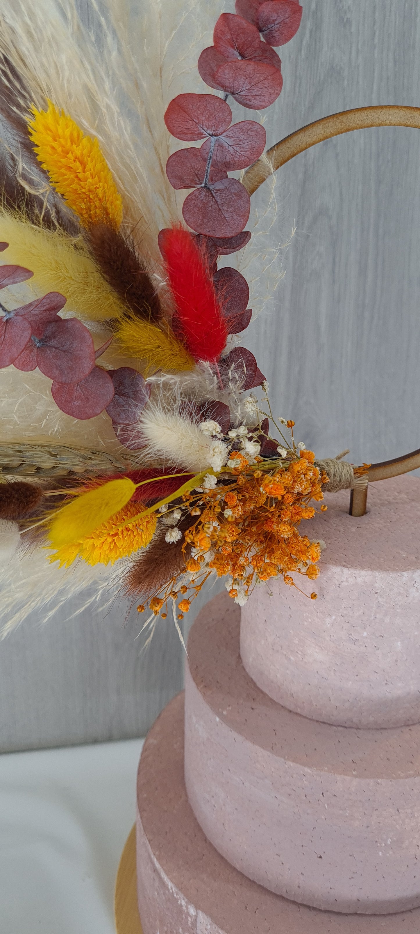 Pumpkin Pampas cake topper wreath