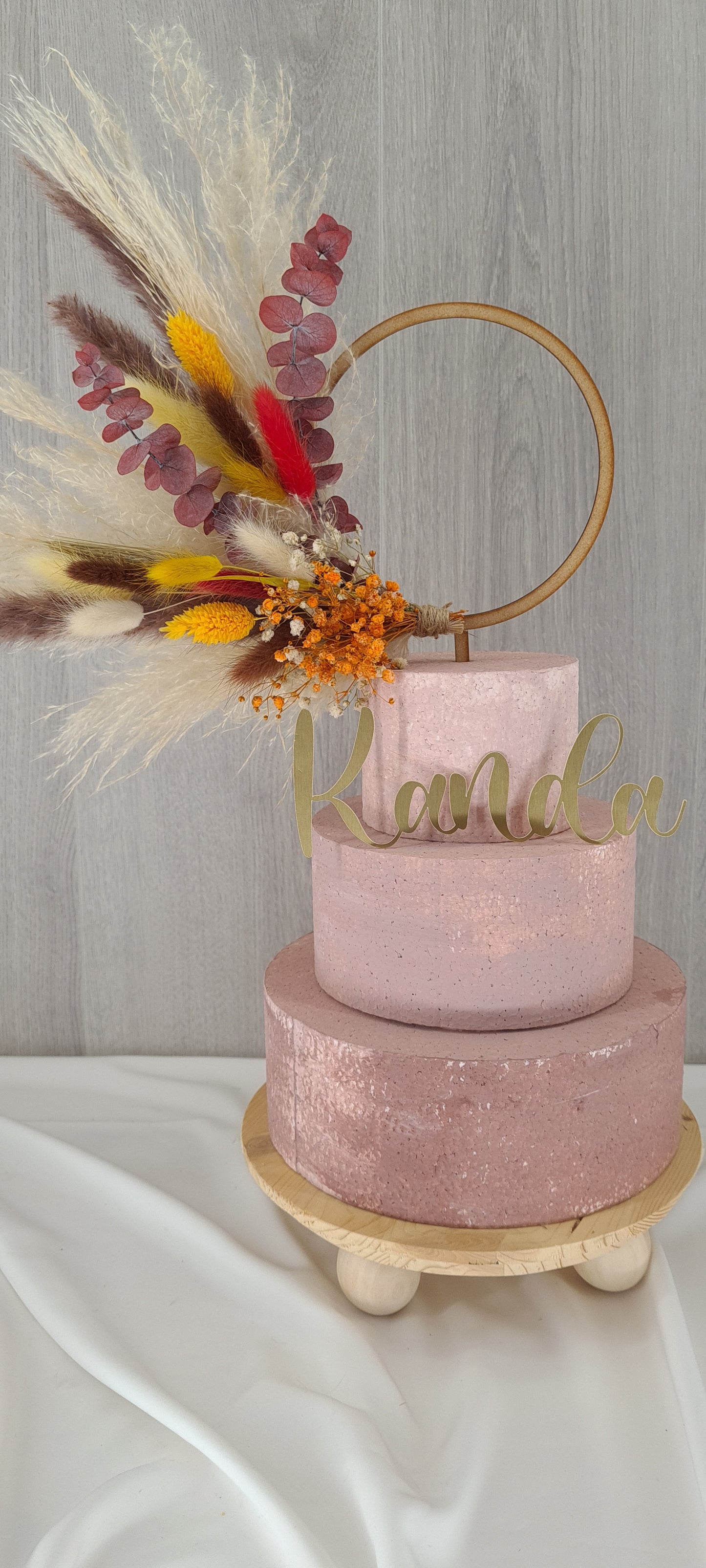 Pumpkin Pampas cake topper wreath