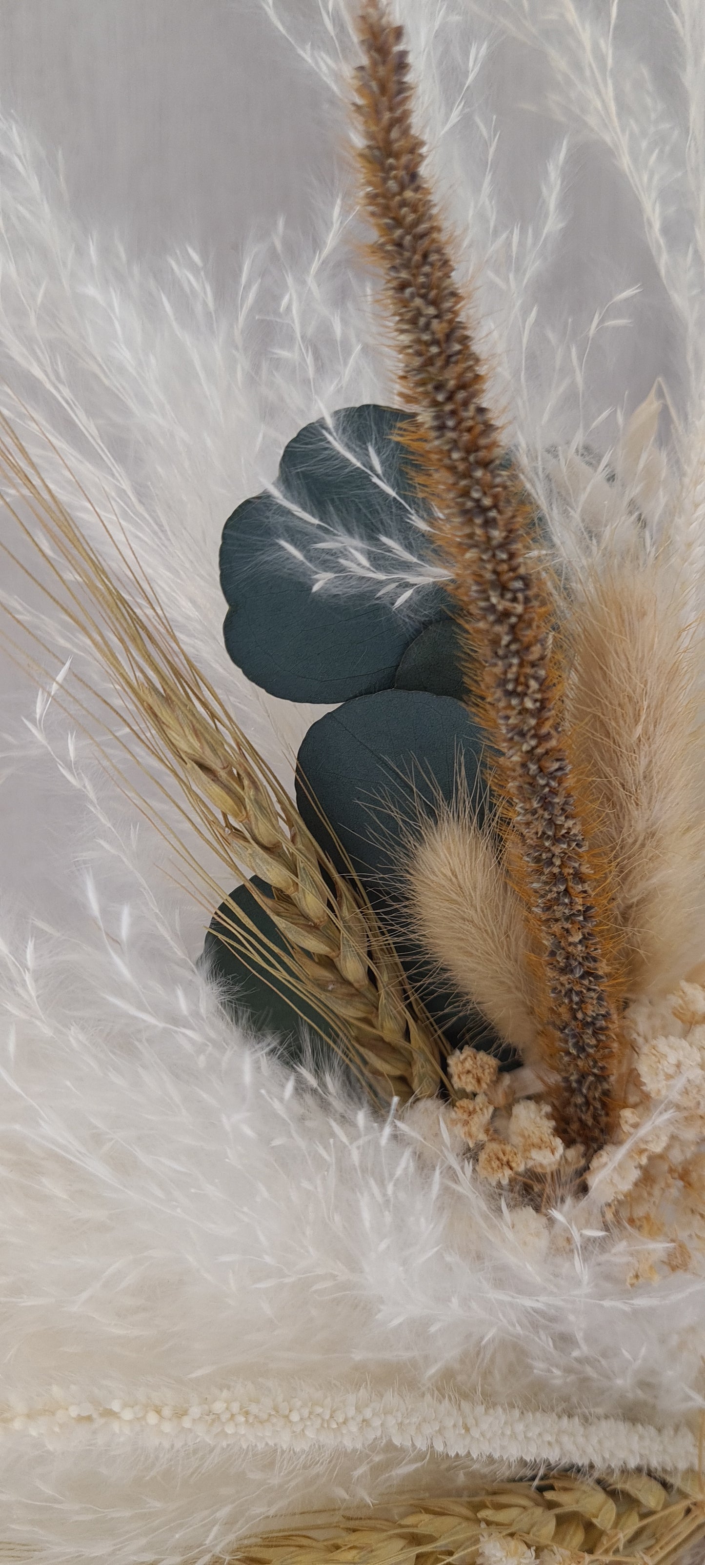 Eucalyptus & Gold Pampas cake topper wreath