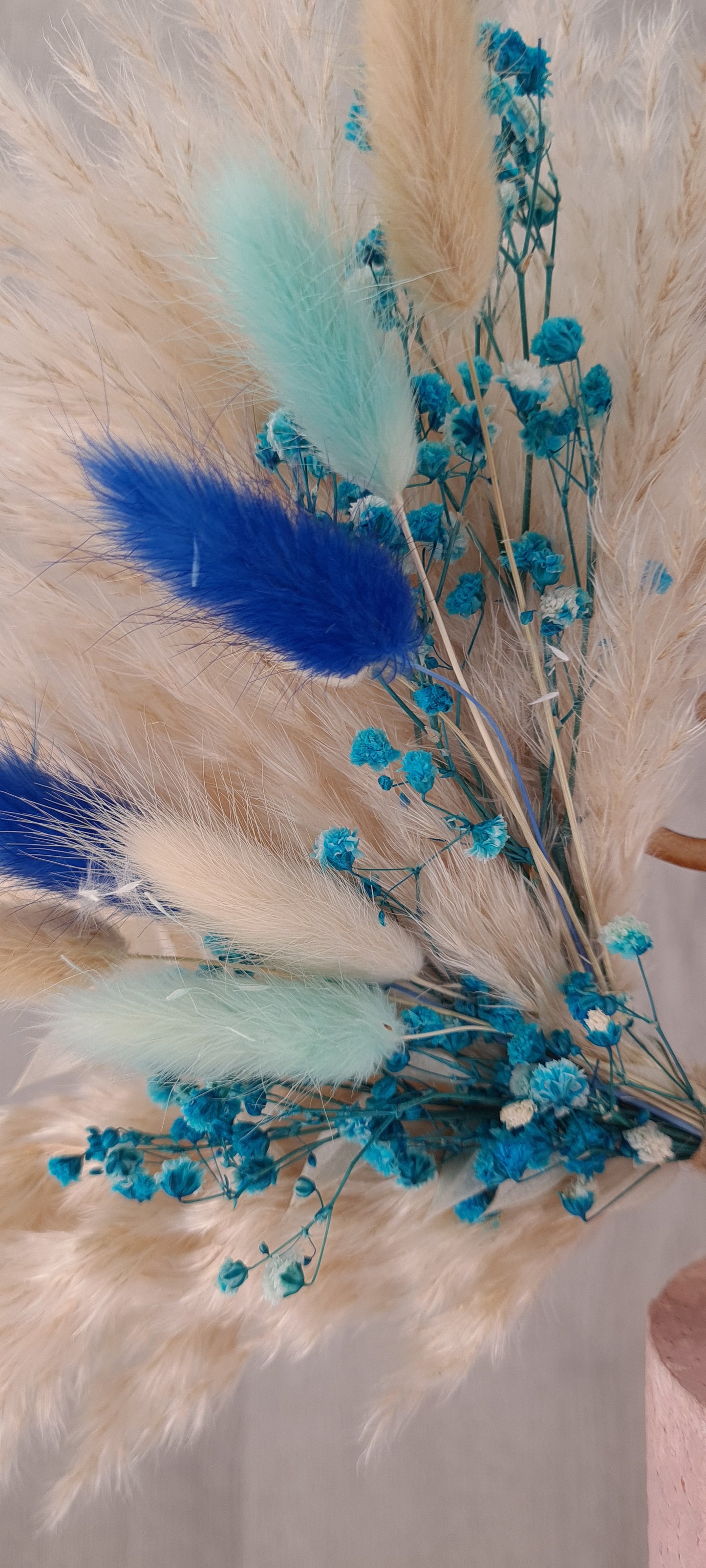Baby Blue 5.5 inch Pampas grass cake topper wreath hoop