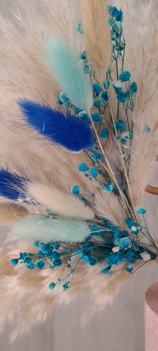 Baby Blue 5.5 inch Pampas grass cake topper wreath hoop
