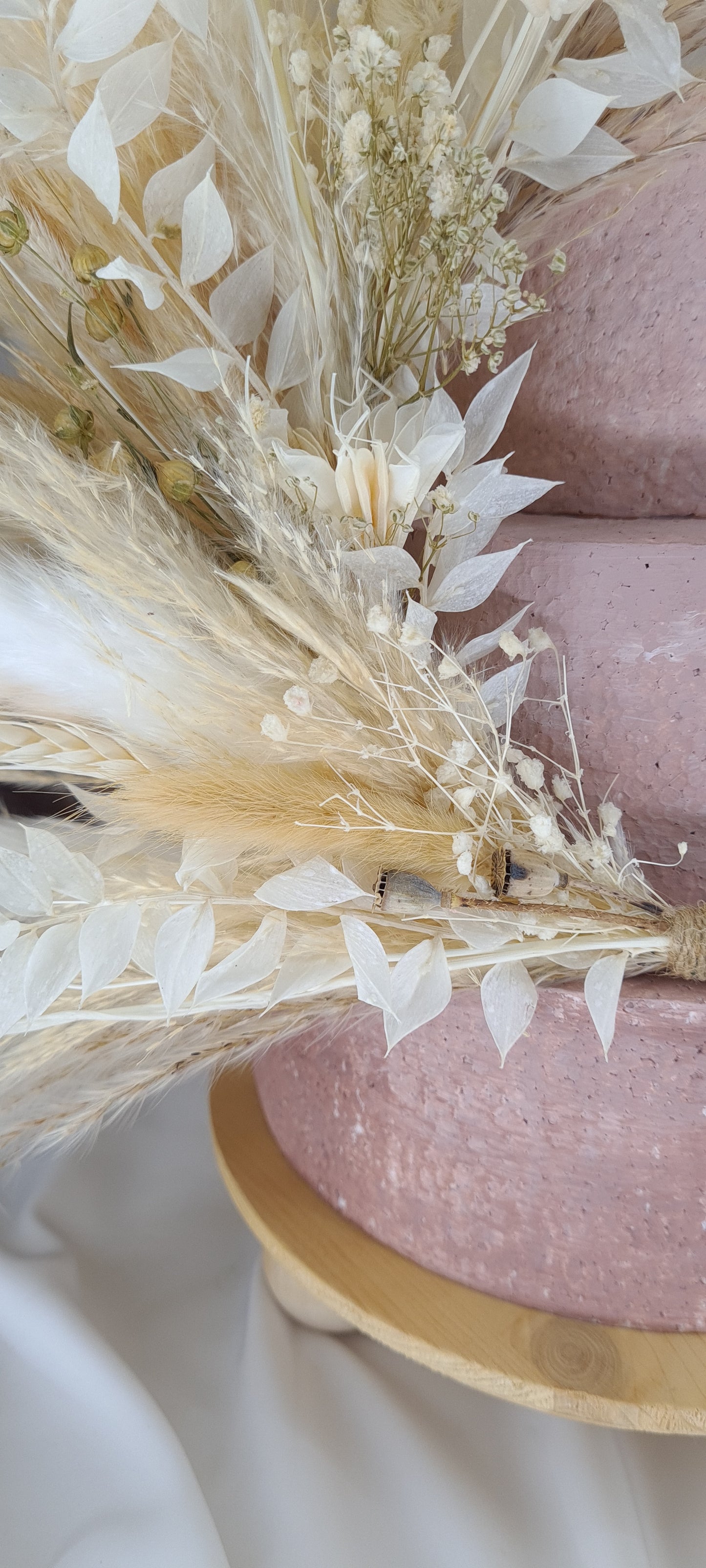 Neutral Boho Pampas cake topper wreath