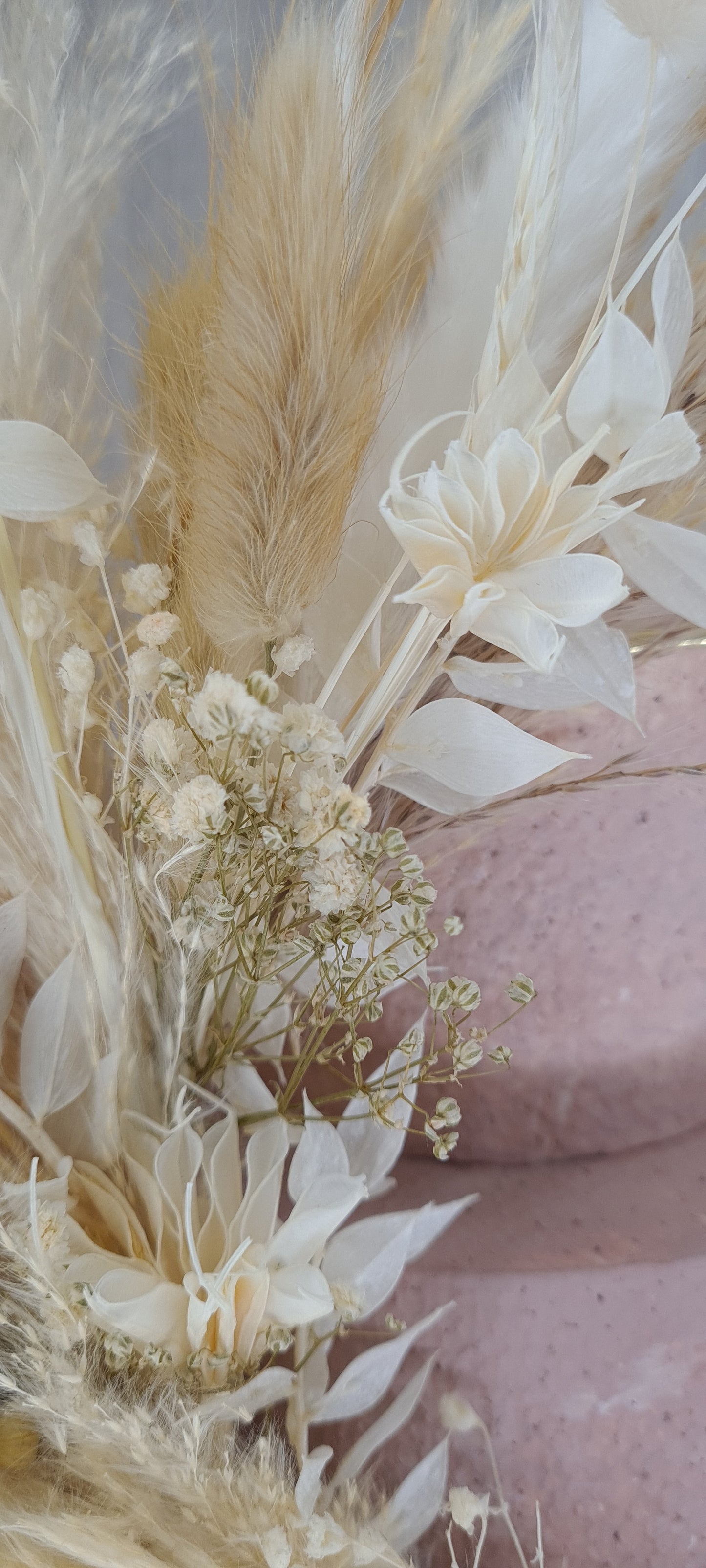 Neutral Boho Pampas cake topper wreath
