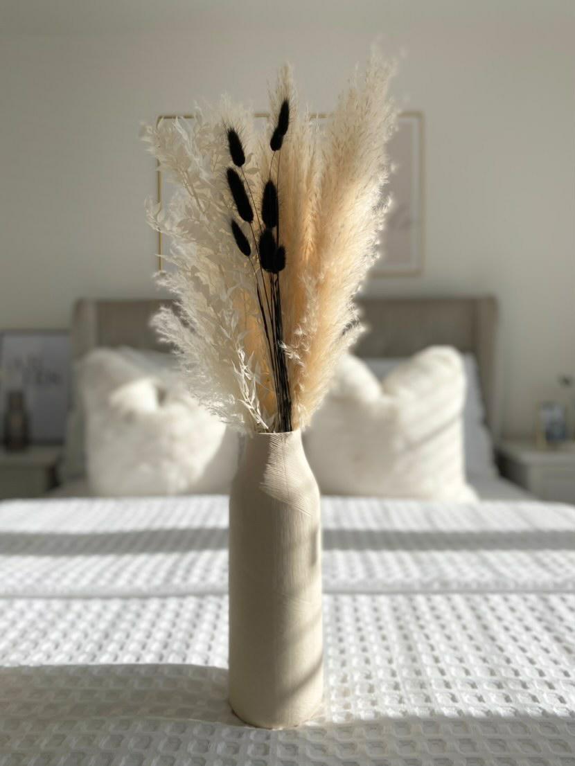 White, Cream & Black Bunnytail Pampas Grass Bouquet