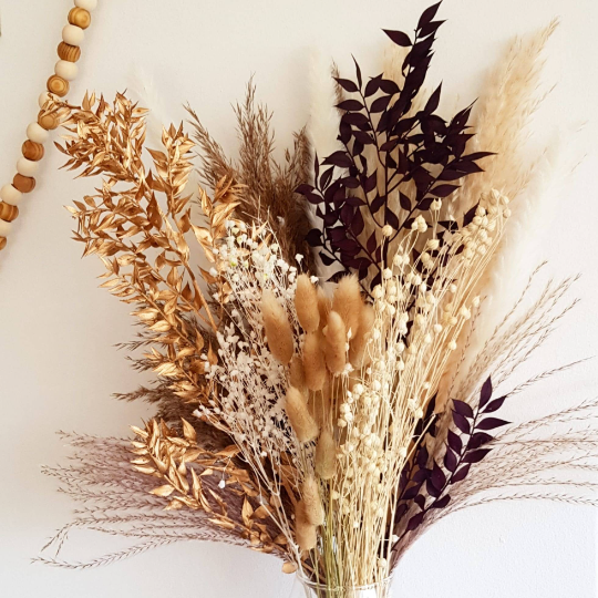 Black & Gold Ruscus Pampas Grass Bouquet