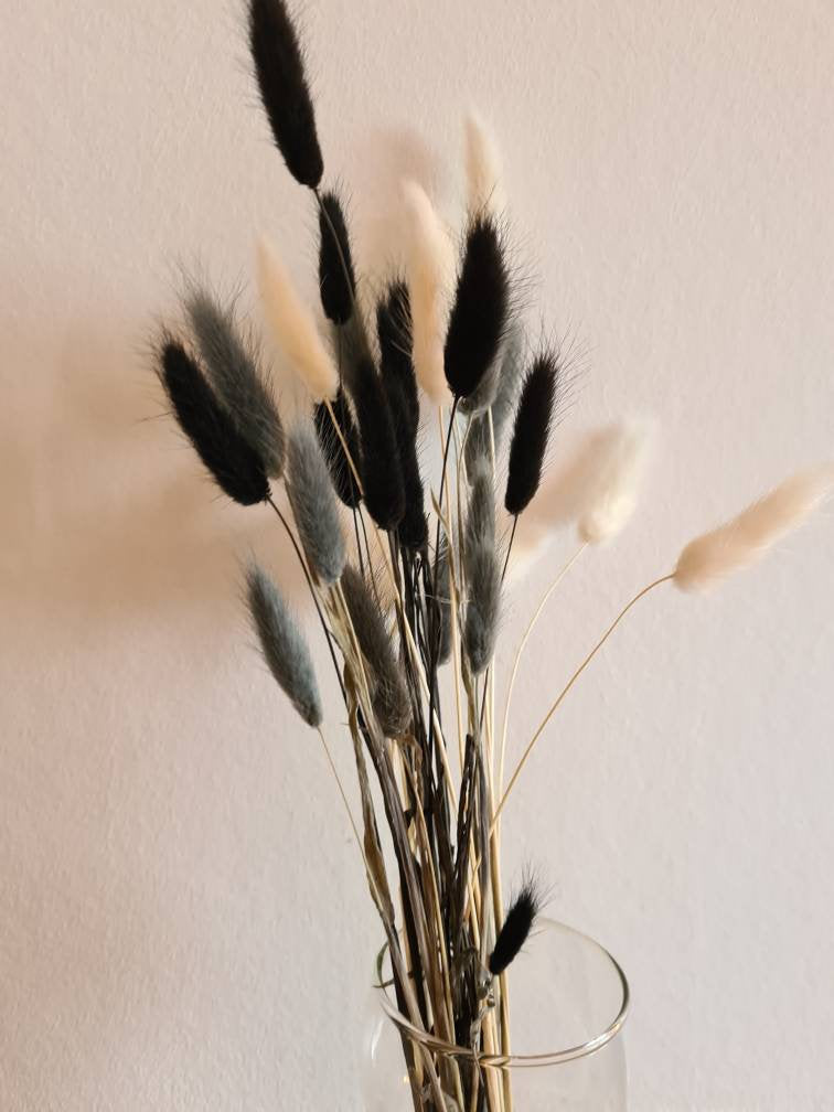 30 Mixed Bunnytails, Black, Grey & White