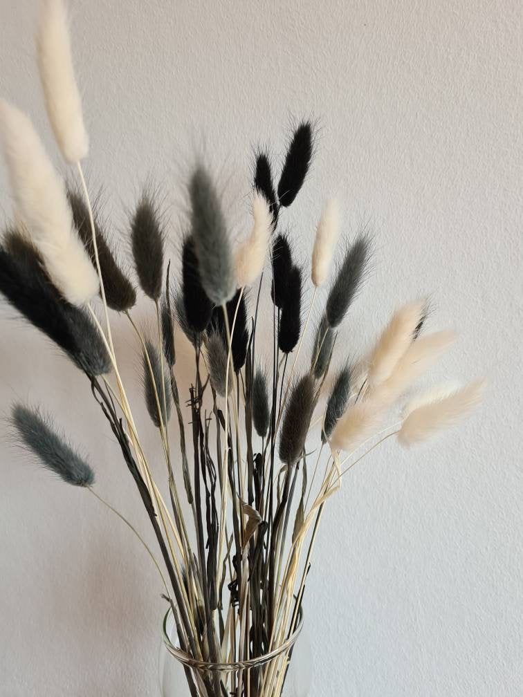 30 Mixed Bunnytails, Black, Grey & White