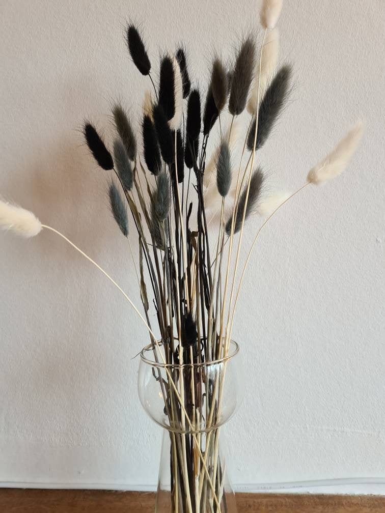 30 Mixed Bunnytails, Black, Grey & White