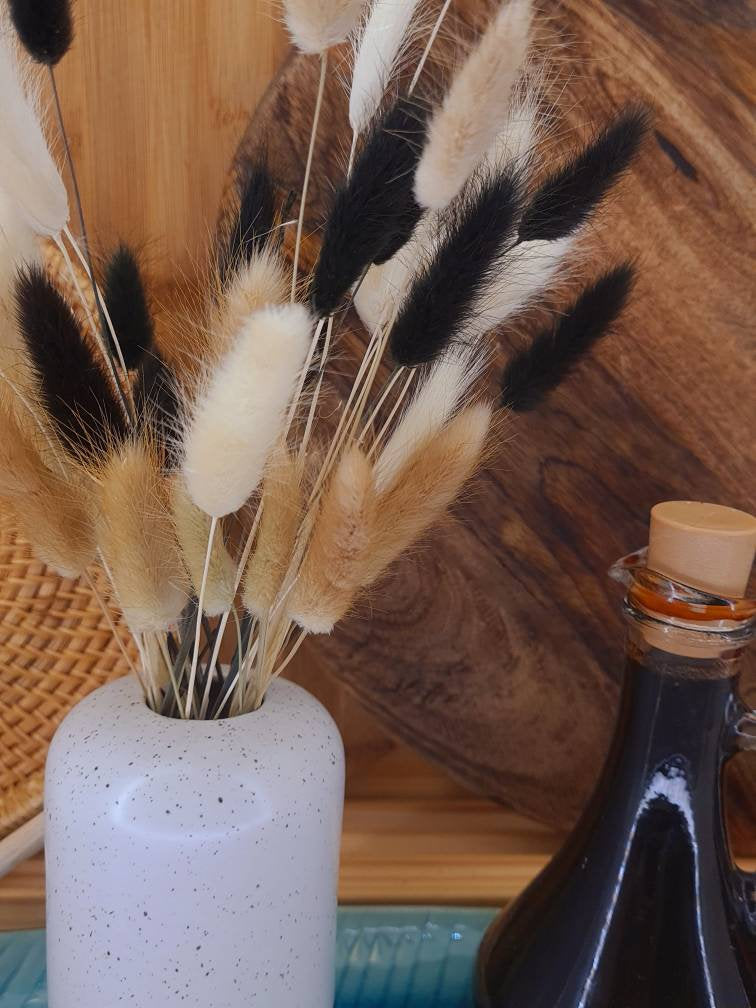 Mixed Bunnytails, Black, Natural & White