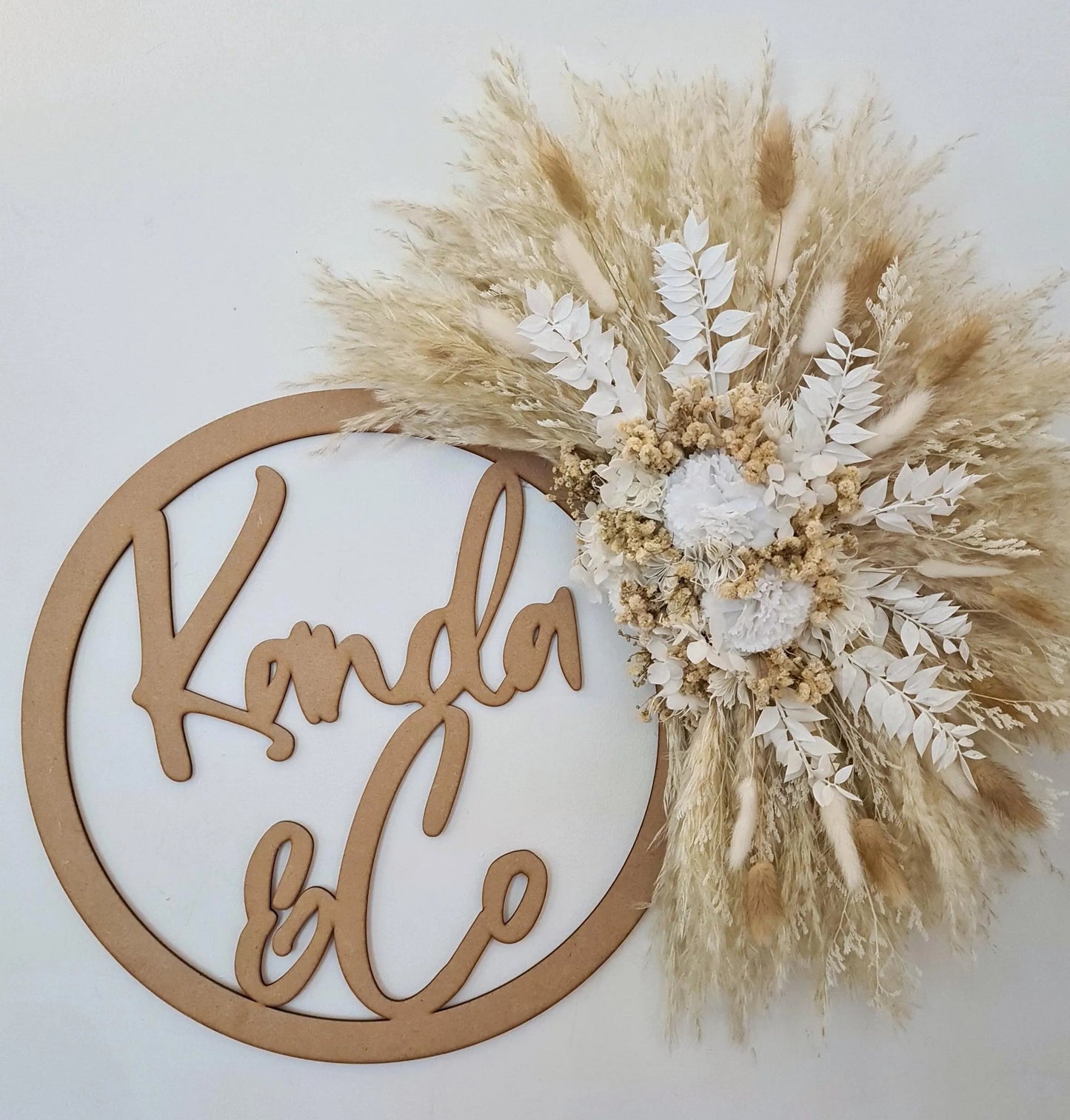 Pampas Wall Decoration | Neutral Mirror surround | Salon Decor | Wedding Arch Flowers