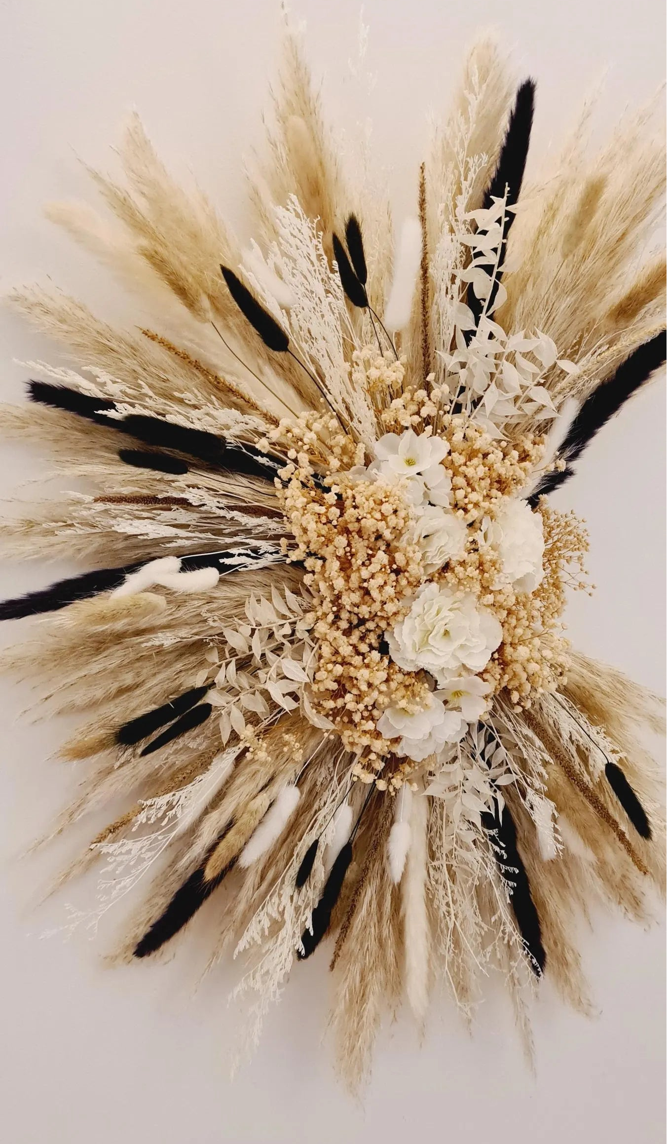 Pampas Wall Decoration | Neutral Mirror surround | Salon Decor | Wedding Arch Flowers