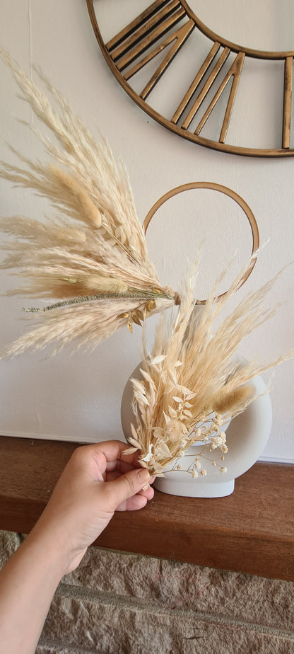 Nude 5.5 inch Pampas Grass Cake Topper wreath hoop