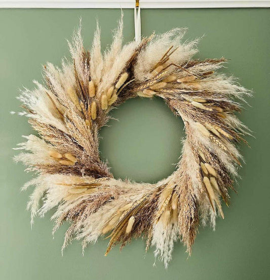 Mixed Tones of Pampas & Bunny Tails Wreath