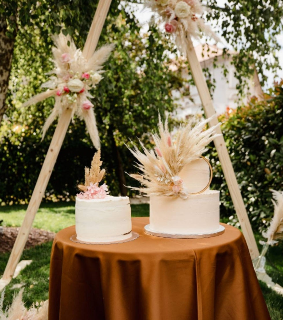 Rustic pink & Gold Pampas cake topper wreath